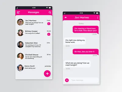 Messages UI adobe xd app mobile ui photoshop ui ux