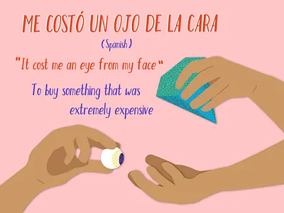 The Eyes Have It 3-4 drawing idioms illustration language pastel pink postcard poster posters spanish typographic vector vector illustration yellow