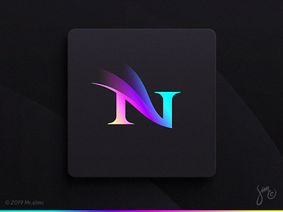 N | Lettermark aurora borealis elegant gradients holographic layers lettermark lettern light logo logo design minimal northern lights symbol vivid