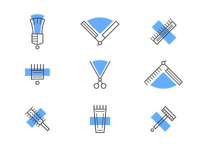 Barbershop Icons abstract branding clean design flat icon identity illustration ui vector