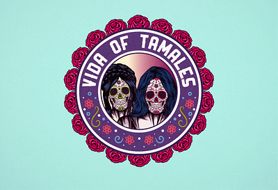 Vida of Tamales badge borydesign dia de muertos illustration logo mexico retro sugarskull vintage