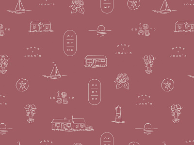 Bayside Cottages Pattern branding cape cod hydrangea icon identity illustration logo mauve pattern sailboat