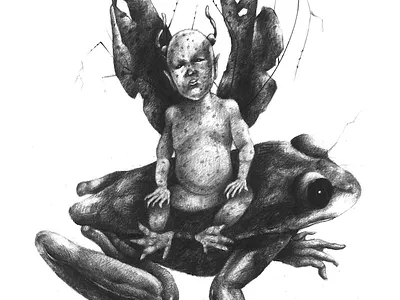 faery baby on frog dribbleweeklymarkup halloweendrawing