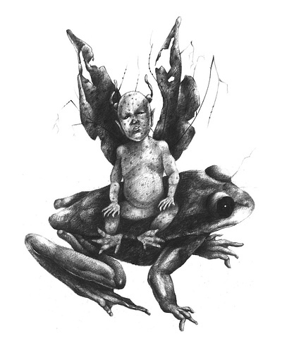 faery baby on frog dribbleweeklymarkup halloweendrawing
