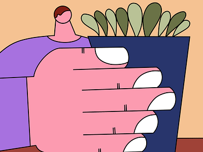 Man taking care of his plant hand illustration man plant