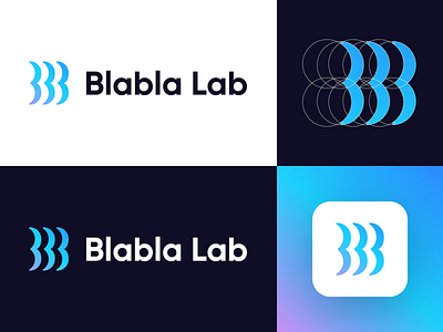 Blabla Lab - Logo Design (Version 02) audio wave b letter logo brand design brand identity branding branding design for sale unused buy gradient icon identity logo logo design logo designer logo grid logotype media tech digital podcast app symbol track waves