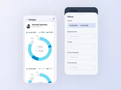Time Recording Work Responsive app card chart fields filters light ui minimalist responsive responsive design statistics ui users ux web website