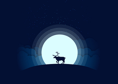 animal silhoutte animal illustration night sky reindeer