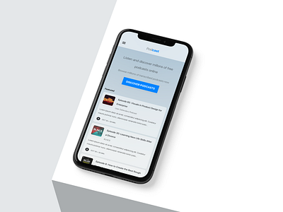 Podcast Concept app blur carousel clean featured flat fluent grid ios iphone listen minimal podcast stream ui white