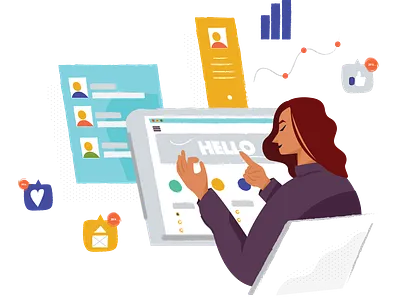 Hello Digital world desktop illustration social social media