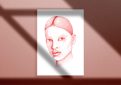 Red Portrait Illustration body art design drawing ink illustration illustrator line art linework print design red ink stipple stippling