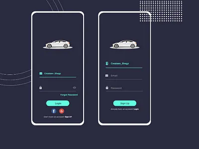 Car Renting App login signup car rent booking