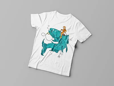 Fish rider animal apparel artwork design fashion fishing graphic graphic design illustration illustrator privateclothing sea tshirt vector