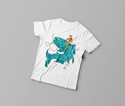 Fish rider animal apparel artwork design fashion fishing graphic graphic design illustration illustrator privateclothing sea tshirt vector