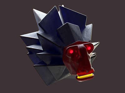 monkey head 3d 3d illustration angry animation blue ferocious illustration red redshift rendering study yellow