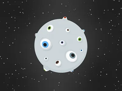Weekly Warmup 009: Spooky Halloween Illustration black blue brown dribbbleweeklywarmup eye eyeball green grey halloween moon orange spooky