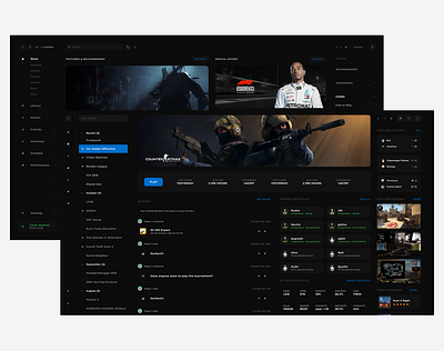 Steam Library Early Design Concept clean dark app game gaming grid identity library list minimal shop steam store ui uiux