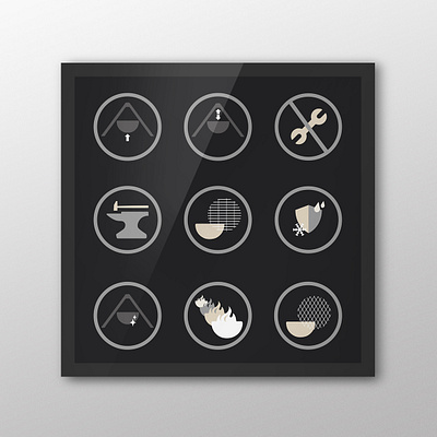 Cowboy Cauldron Quality Assurance Icons cowboy fire pit icon set illustration simple vector