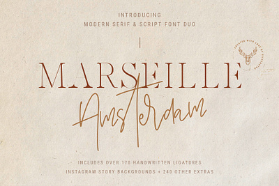 Marseille & Amsterdam Font Duo creative creative market design elegant fashion font font awesome font design font family fonts illustration logo modern products script