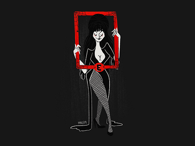 E is ELVIRA abc of horrors character design elvira illustration mid century retro vintage