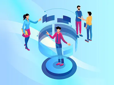 Isometry. New technologies. design flat illustration isometry man technology vector