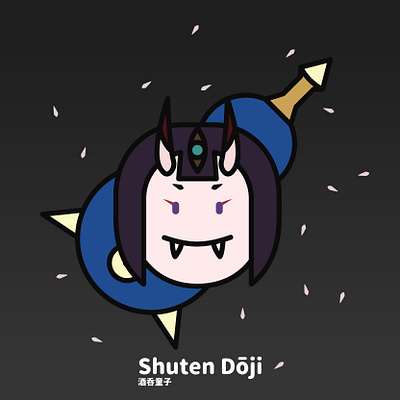 Shuten Douji Simple Badge/Pin/Sticker Illustration badge badgedesign characterdesign digitalart game design games games logo halloween halloween design illustration illustration art illustrator landscape pin pin design simple design sticker sticker design