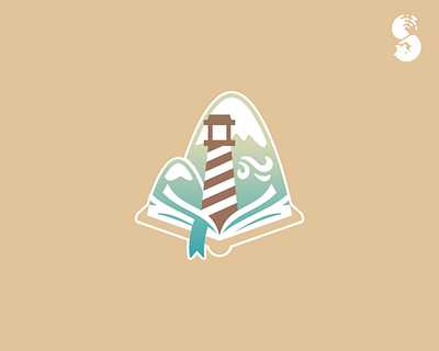 aprilsilverwolf Logo book landscape lighthouse logo mountains vector wind