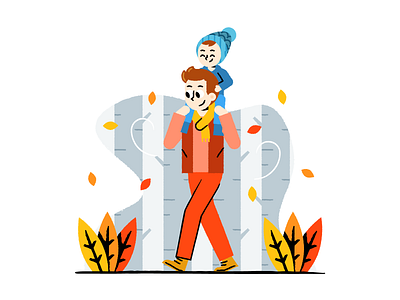 Walking with dad adobeillustrator art artwork colored design dribbble flat design illustration texture vector