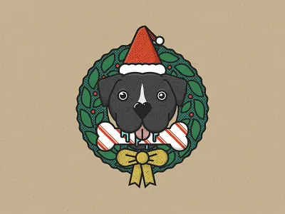 Dog Xmas Wreath animal bone canine christmas dog doggo k9 pet pit pitbull pupper puppy santa tongue wreath xmas