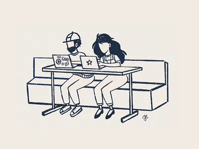Coworking Illustration Exploration computer coworking coworking space desk hand drawn illustration ipad procreate space texture