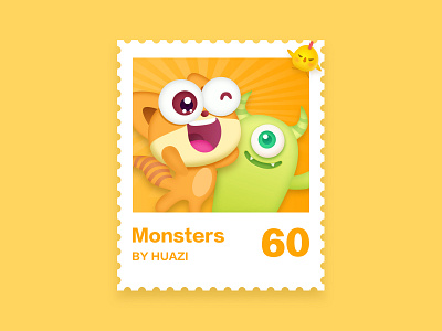 Stamps illustrations china design illustration monsters stamps ui