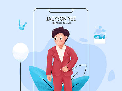 Jackson Yee cartoon design flat forever girl illustration minzi smile star