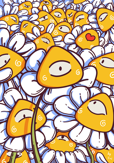 flowers character design funny illustration