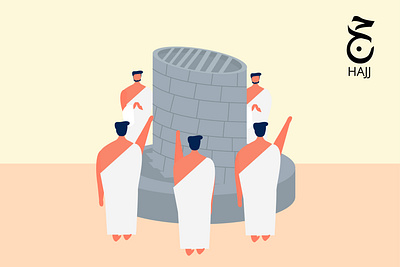 People pilgrims around devil's pillars character devil pillar flat design graphic design hajj illustration islamic pilgrims landing page people pilgrims ui vector
