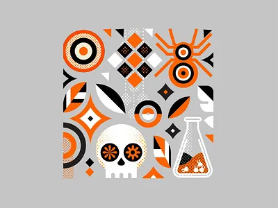 Halloween autumn fall geometric pattern halloween logo minimal skull spider spooky squash witch
