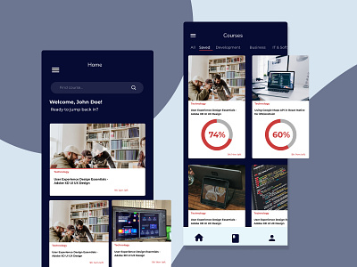 Mobile UI Design - Online Courses app color design mobile app design mobile design mobile ui ui ux xd design