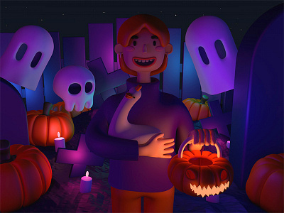 Halloween 3d c4d practice