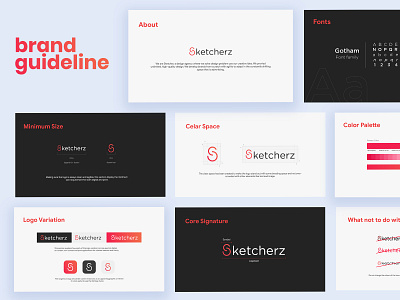 Sketcherz- Brand Identity Design Guidelines 2019 trend brand identity branding branding agency colorful design gradient icon icon mark illustration logo logotype minimal styleguide symbol typeface typography vector wordmark