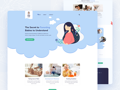 Website for Baby Care and Parenting Hacks art artwork baby bootstrap branding clean ui clipart concept design illustration minimal ui mother parenting ui ui design ux ux design website design