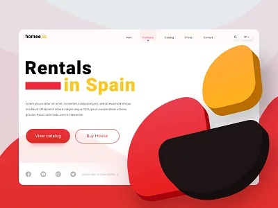 Rentals in Spain web page creative design dribbble idea landing page page design red spain vector web web design website yellow