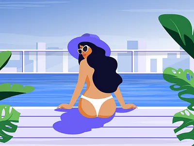 Swimming pool design girl graphic design illustration illustrator vector