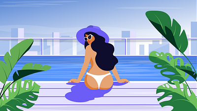 Swimming pool design girl graphic design illustration illustrator vector