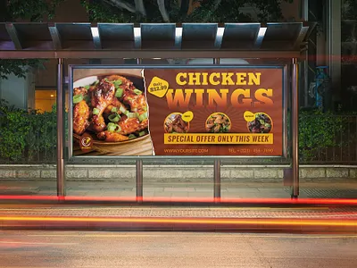 Restaurant Billboard Template ad bar broasted chicken buffalo burger chicken chicken restaurant coffee design dessert drink fast food free use fried fries leaflet meal menu menu design