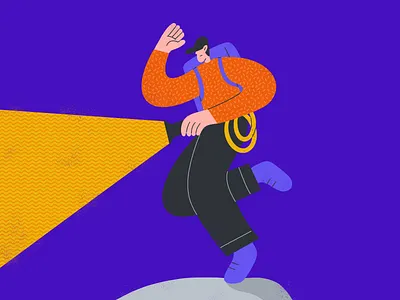 Searcher art character charity color drawing equipment flashlight illustration light man night procreate search search party searcher travel website