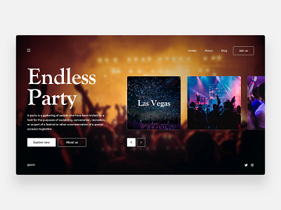 Party - Concept clean ui concept dance dancing dark dark ui dj festival festivals fire fun homepage landing page minimal minimalism parties party simple web design