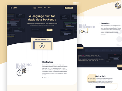 Dark – Startup landing page landing page product startup ui ux web web design website