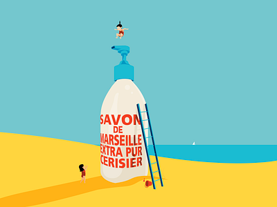 Clean Fun beach children clean clean fun editorial illustration fun kids savon de marseille soap summer summertime