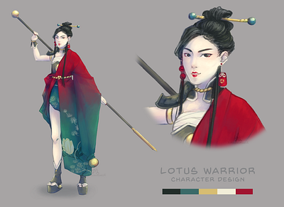 Lotus Warrior Concept character design concept art digital 2d drawing illustraion