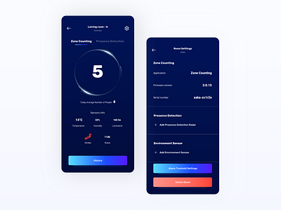Radar app - rooms [dark] app application circle dark delete gradient ios ios app mobile mobile app mobile app design particles product product design radar settings settings page settings ui smart home smarthome