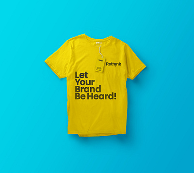 Rethink Agency - Branding T-shirt Set agency black branding copywriting creative agency design design qoute identity illustration minimal mockup qoutes shirt simplicity t shirt t shirt mockup tshirt design typography typography art yellow